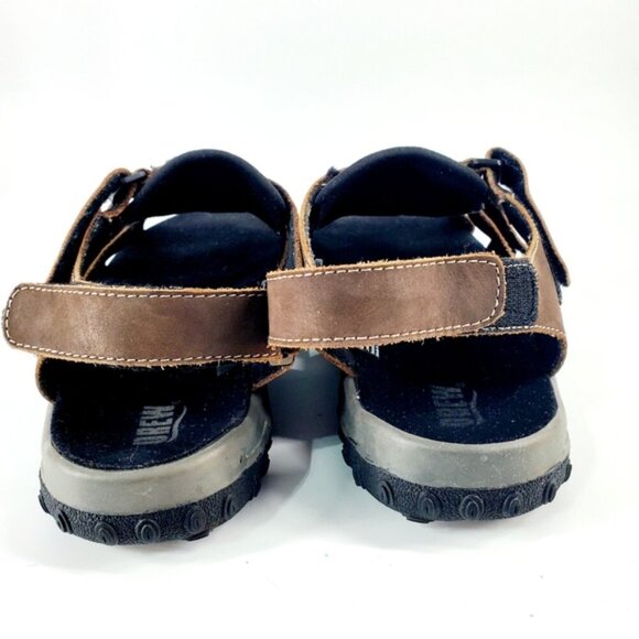 Drew Mason Men's 13W Brown Leather Fisherman Hook & Loop Straps Sandals - Picture 5 of 9